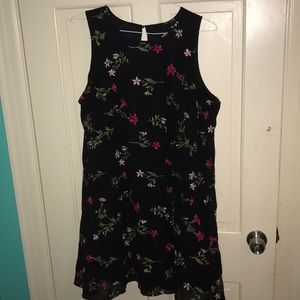 Black embroidered floral dress
